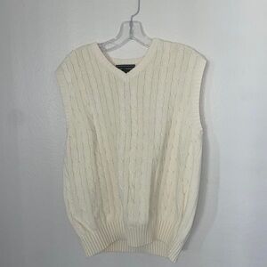 White Croft & Barrow sweater vest sleeveless shirt formal retro indie ribbed top